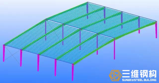 依次继续安装屋架,柱间支撑也穿插着进行安装